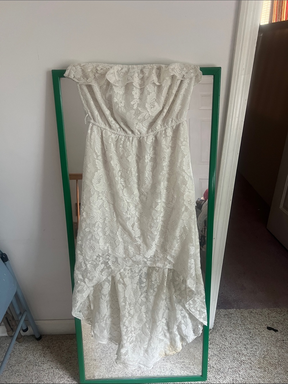 BONGO Ivory Lace Strapless High-Low Dress